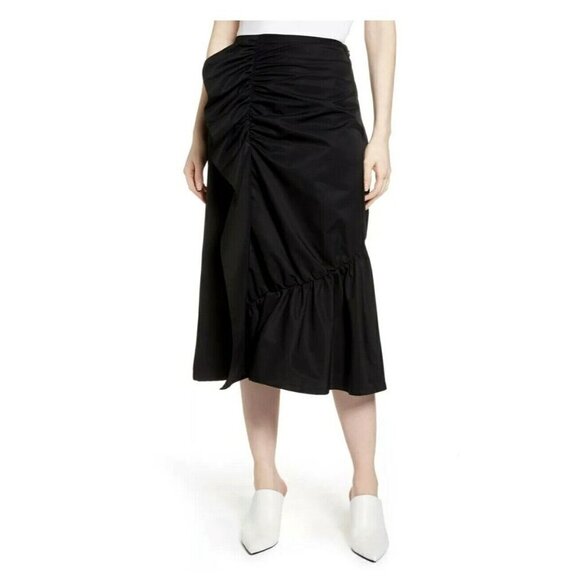 Halogen Black Ruffle Front Midi Skirt 4 - Picture 1 of 6